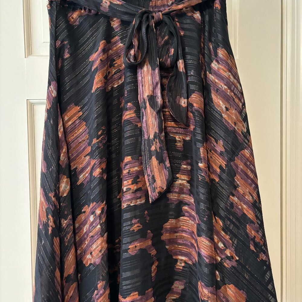 FLINT & MOSS LADIES SIZE SMALL PETITE SKIRT SHEER FABRIC WITH LINING BLACK,RUST
